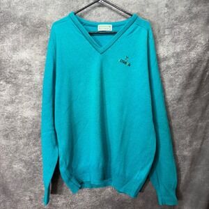 VTG Glenmuir Pure Lambswool V-Neck Jumper Sweater Mens 46 Teal Yoshiba Preppy
